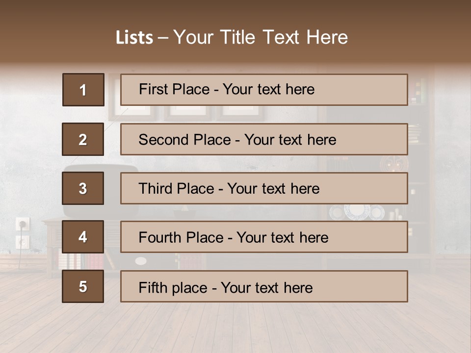 Bookcase Parquet Grunge PowerPoint Template