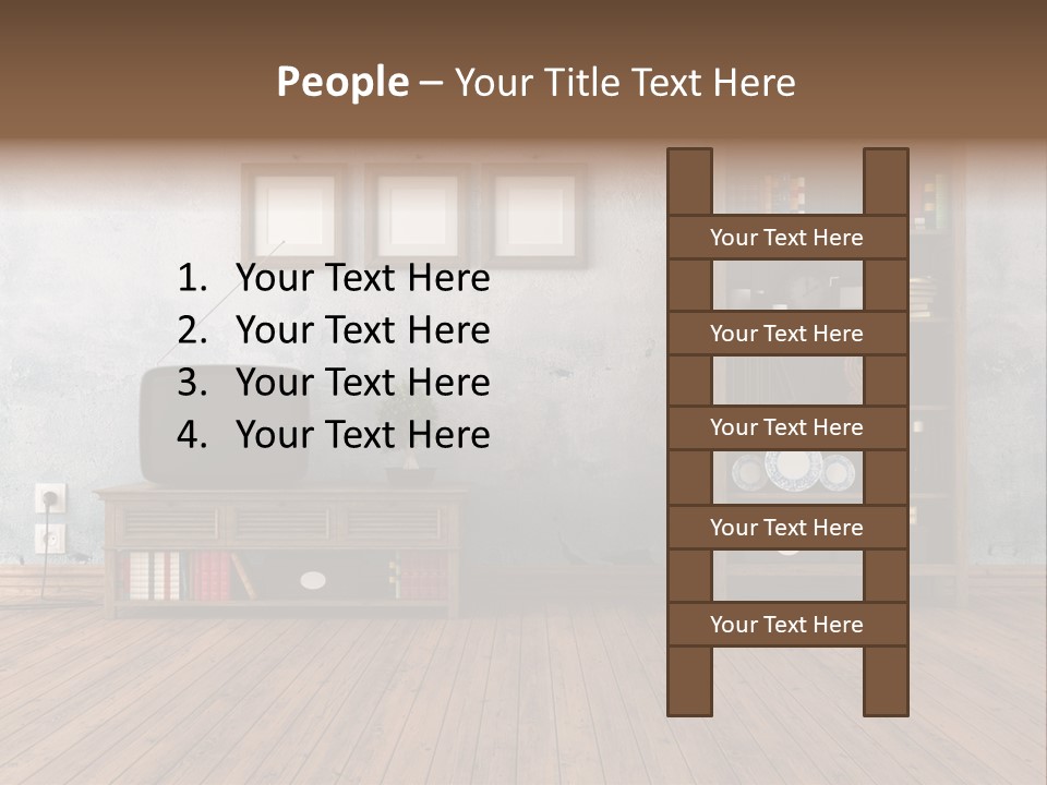Bookcase Parquet Grunge PowerPoint Template