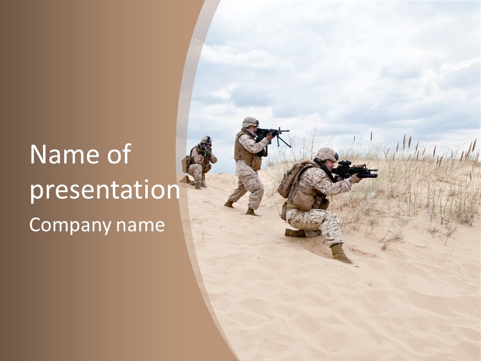 Infantry American Soldier Running PowerPoint Template