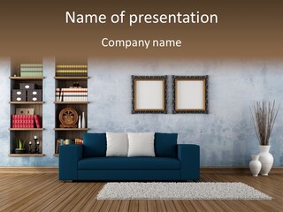 Hardwood Horizontal Bookshelves PowerPoint Template