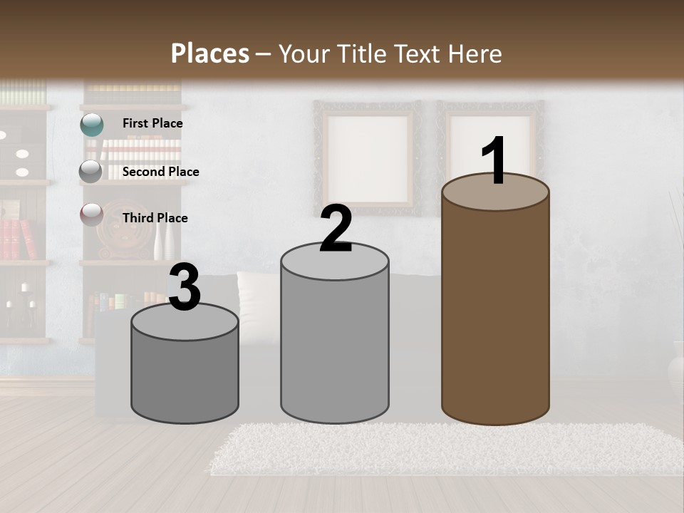 Hardwood Horizontal Bookshelves PowerPoint Template