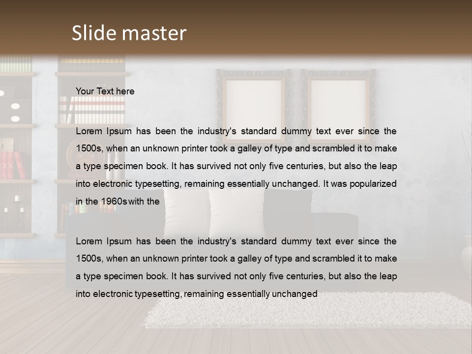 Hardwood Horizontal Bookshelves PowerPoint Template