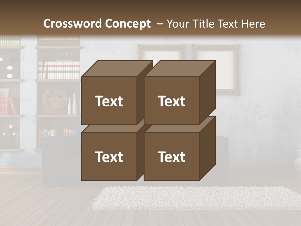 Hardwood Horizontal Bookshelves PowerPoint Template