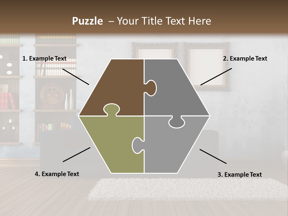 Hardwood Horizontal Bookshelves PowerPoint Template