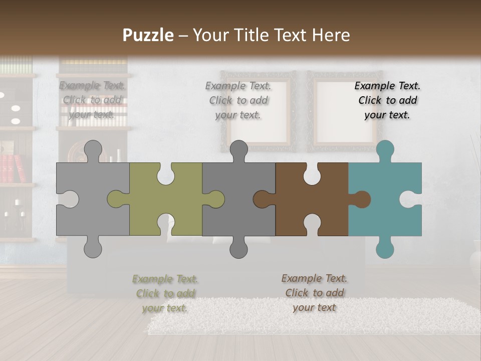Hardwood Horizontal Bookshelves PowerPoint Template
