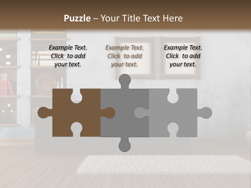 Hardwood Horizontal Bookshelves PowerPoint Template