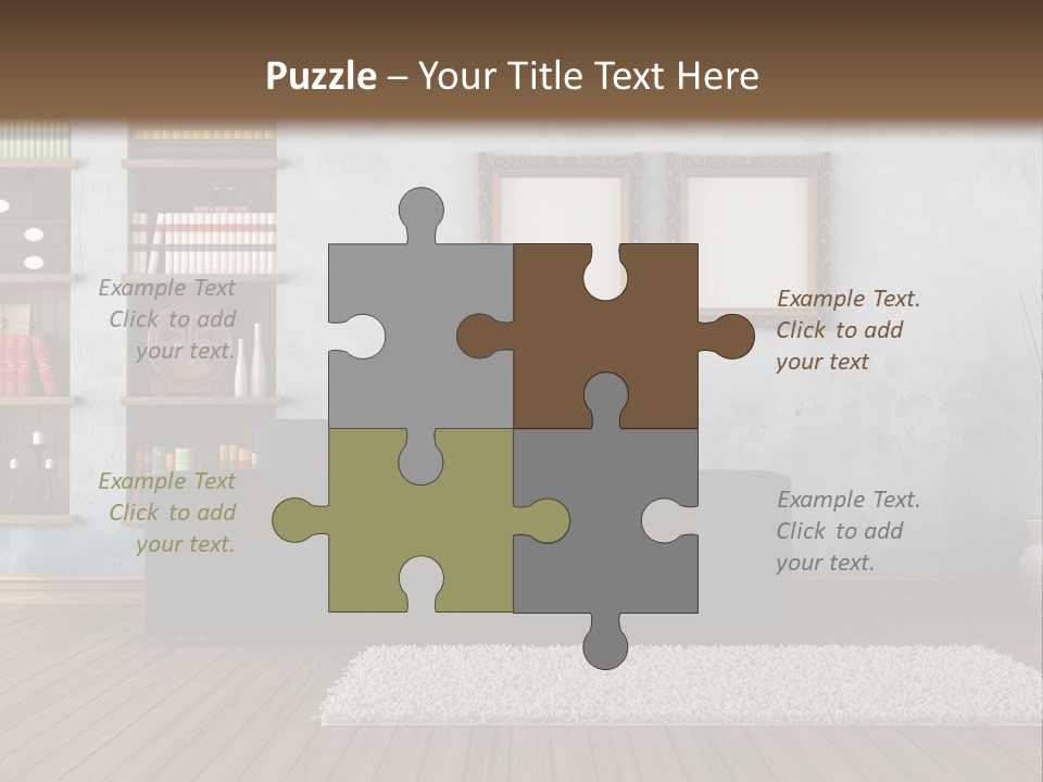 Hardwood Horizontal Bookshelves PowerPoint Template