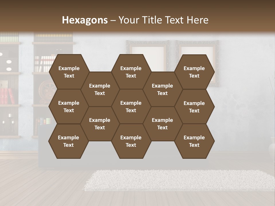Hardwood Horizontal Bookshelves PowerPoint Template