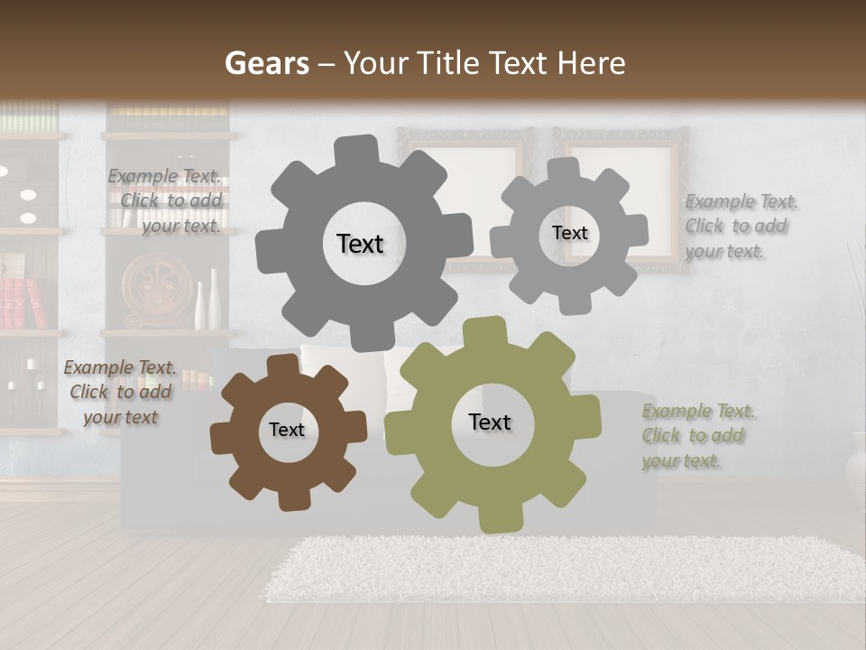 Hardwood Horizontal Bookshelves PowerPoint Template