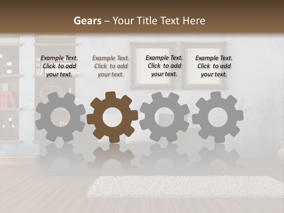 Hardwood Horizontal Bookshelves PowerPoint Template