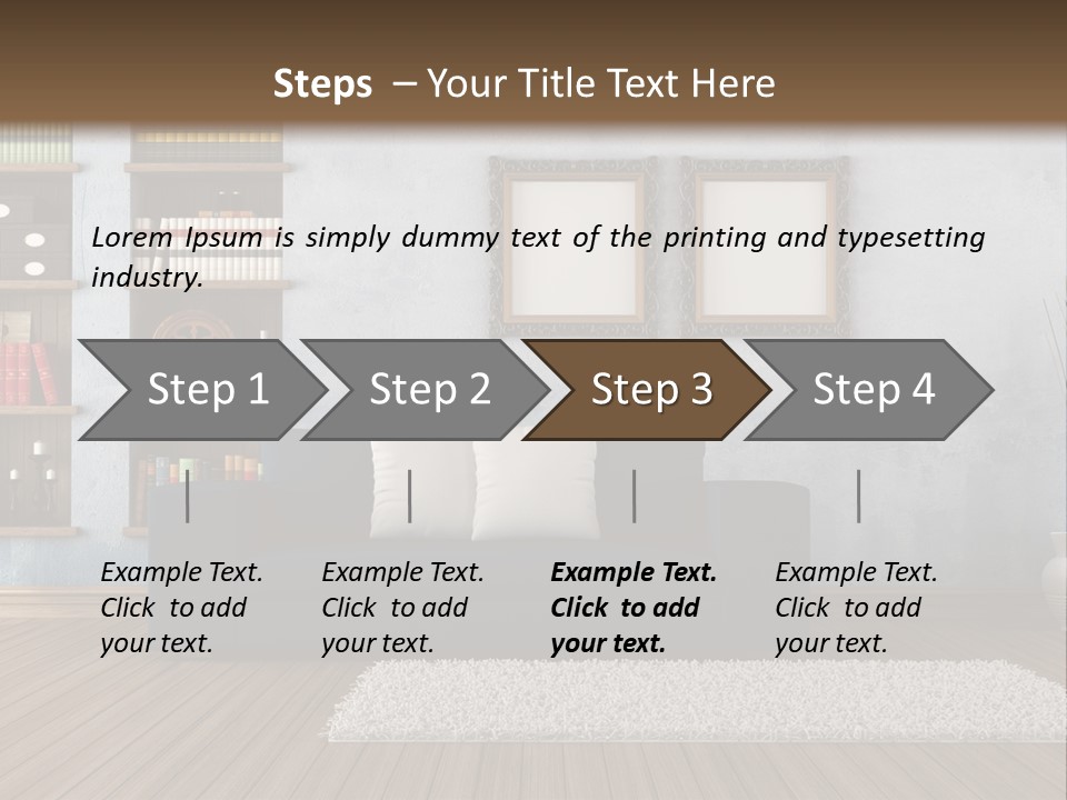 Hardwood Horizontal Bookshelves PowerPoint Template