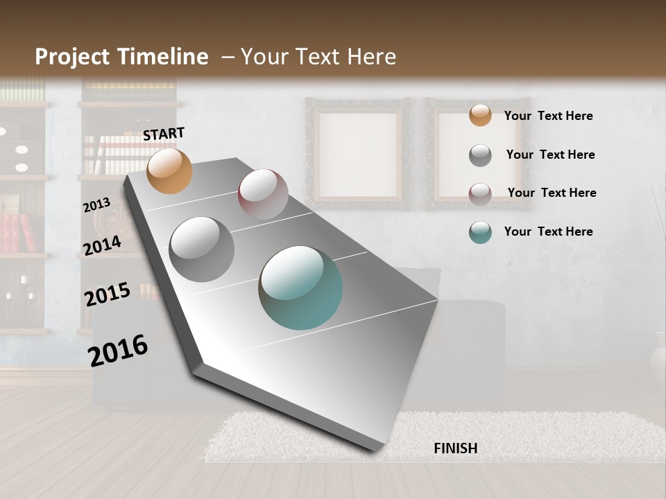 Hardwood Horizontal Bookshelves PowerPoint Template