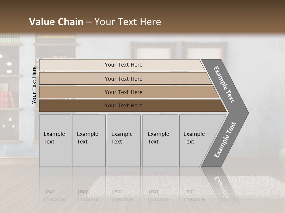 Hardwood Horizontal Bookshelves PowerPoint Template