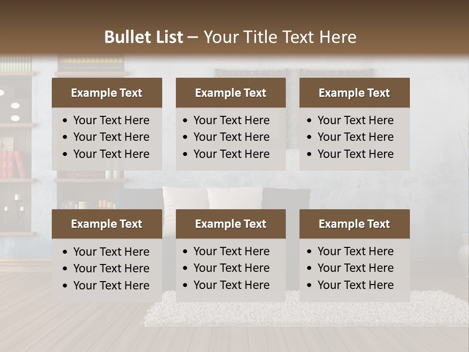 Hardwood Horizontal Bookshelves PowerPoint Template