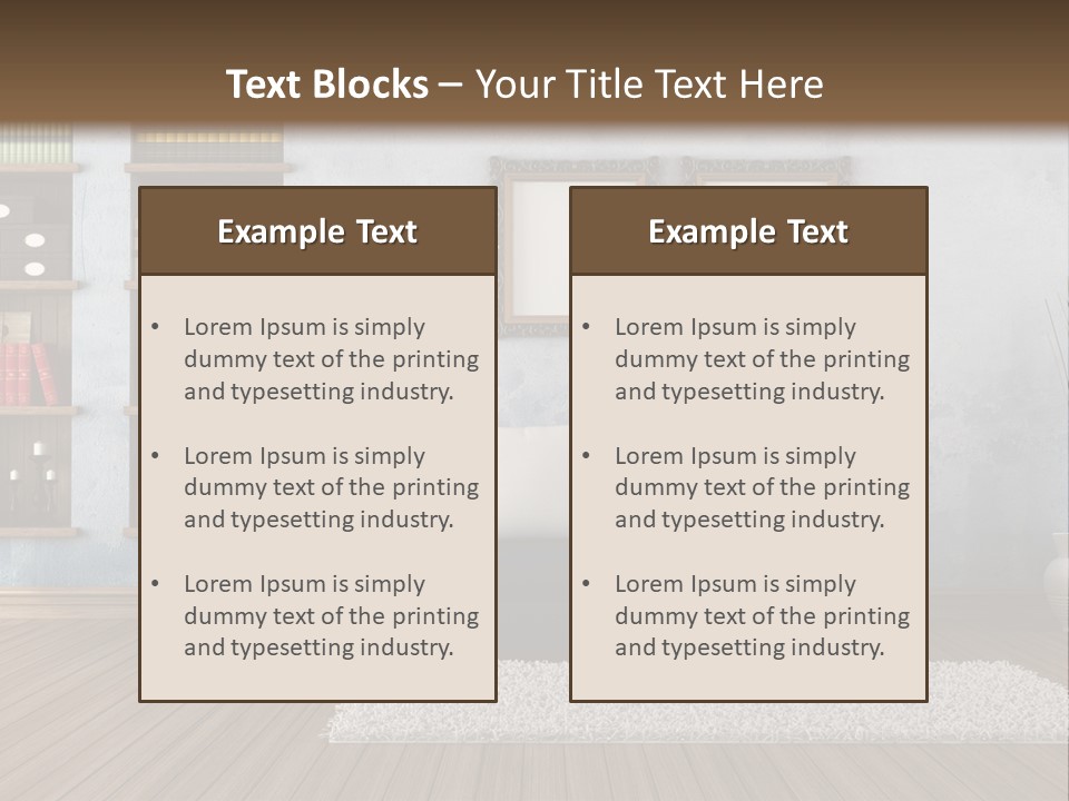 Hardwood Horizontal Bookshelves PowerPoint Template