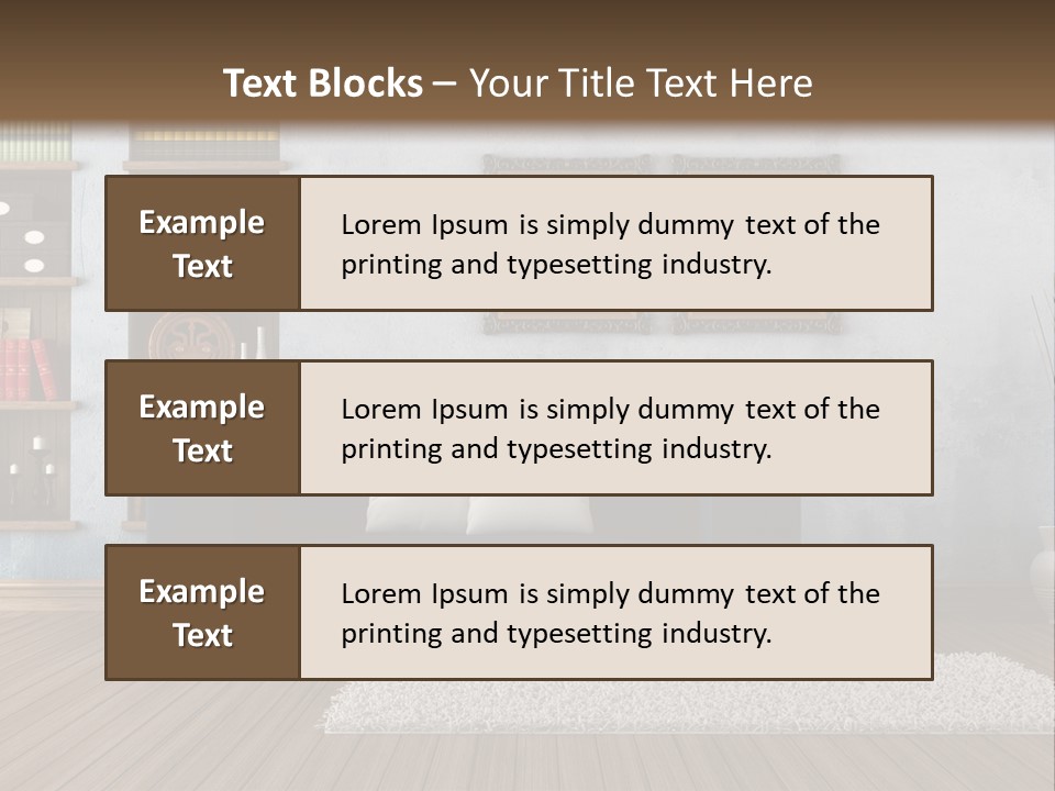 Hardwood Horizontal Bookshelves PowerPoint Template