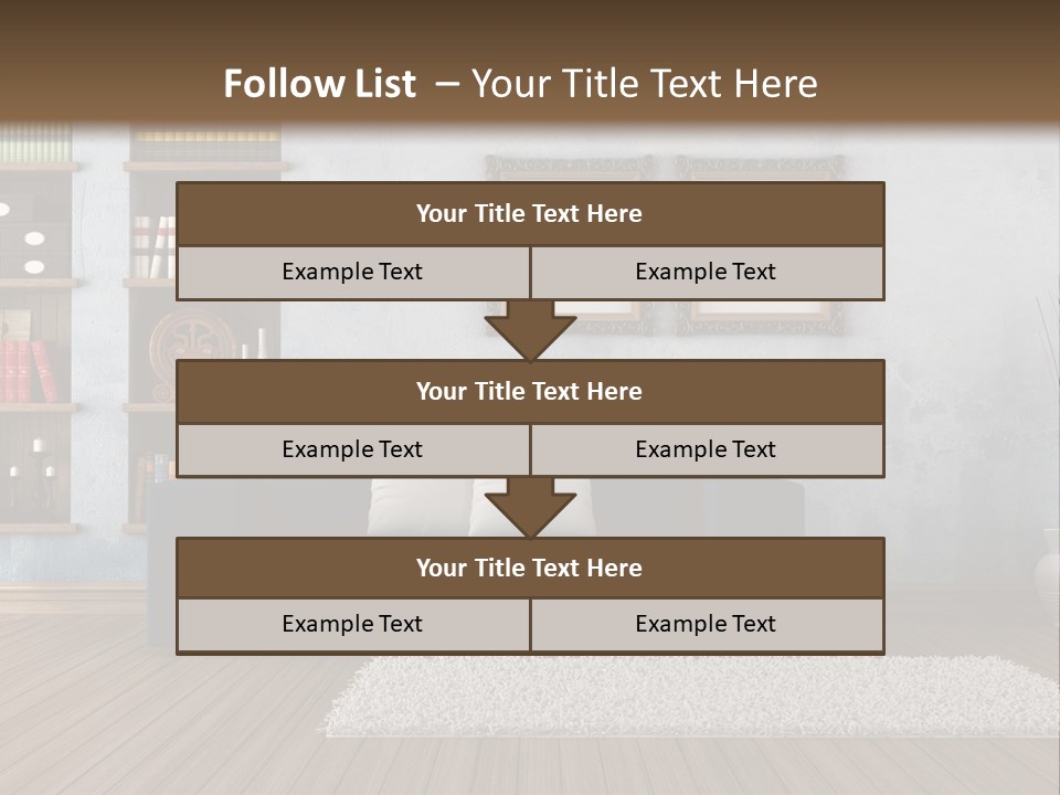 Hardwood Horizontal Bookshelves PowerPoint Template