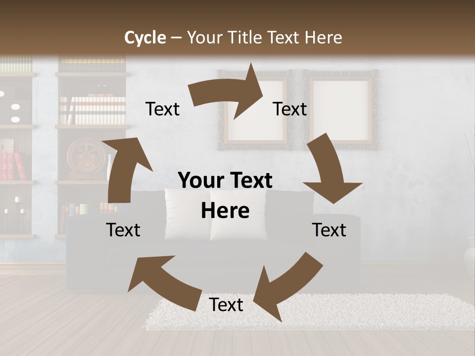 Hardwood Horizontal Bookshelves PowerPoint Template