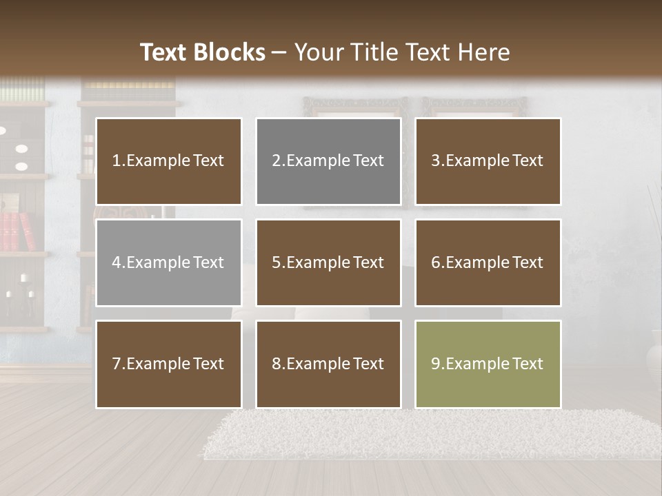 Hardwood Horizontal Bookshelves PowerPoint Template