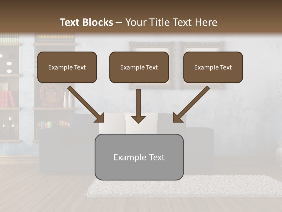 Hardwood Horizontal Bookshelves PowerPoint Template