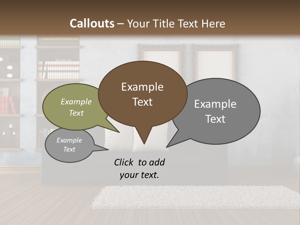 Hardwood Horizontal Bookshelves PowerPoint Template