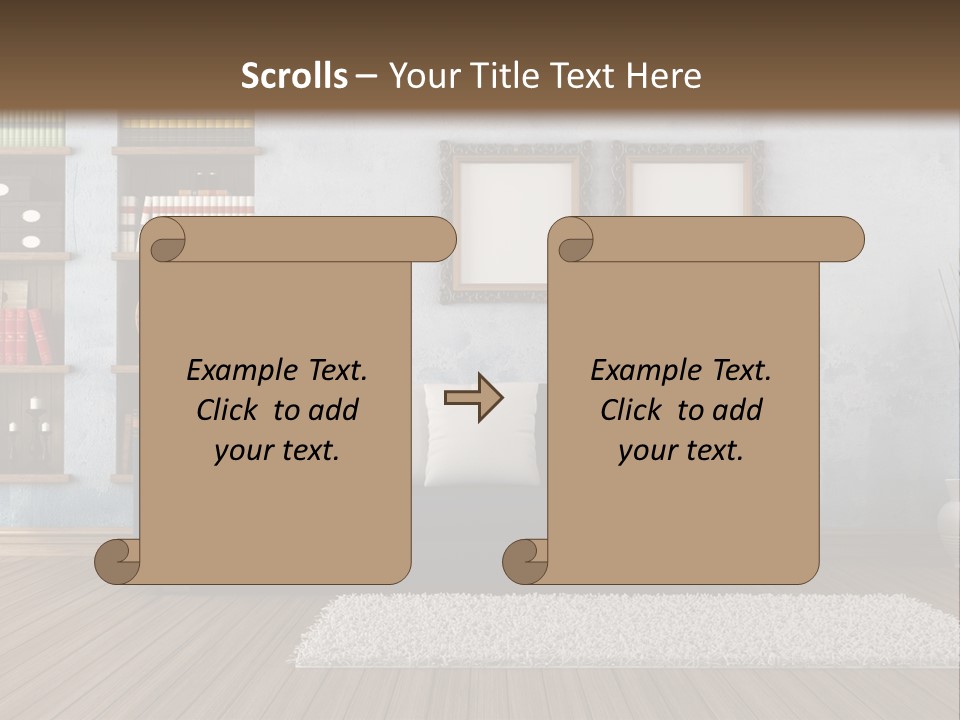 Hardwood Horizontal Bookshelves PowerPoint Template