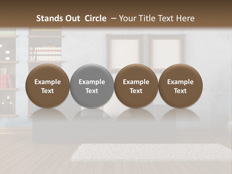 Hardwood Horizontal Bookshelves PowerPoint Template