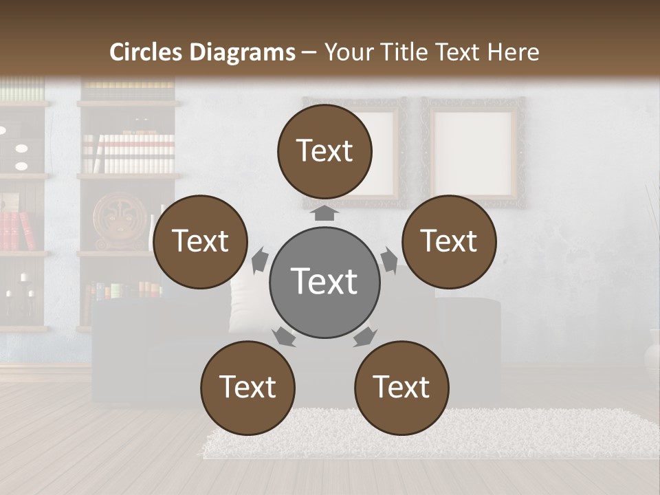 Hardwood Horizontal Bookshelves PowerPoint Template