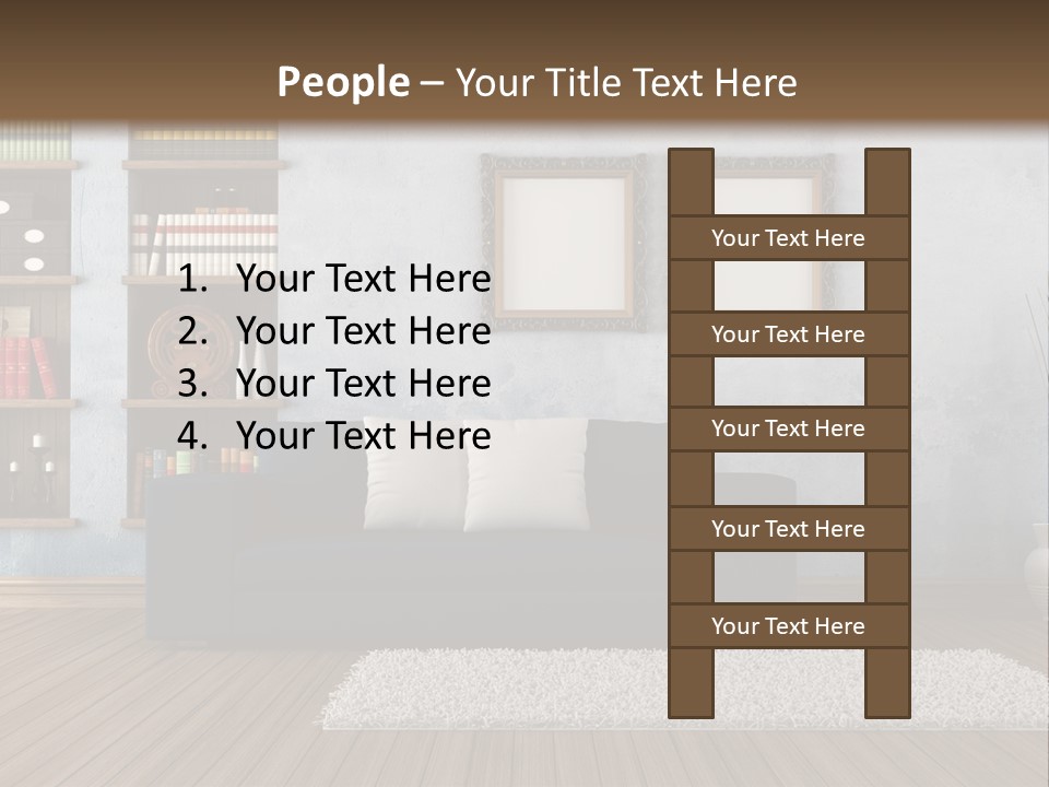 Hardwood Horizontal Bookshelves PowerPoint Template