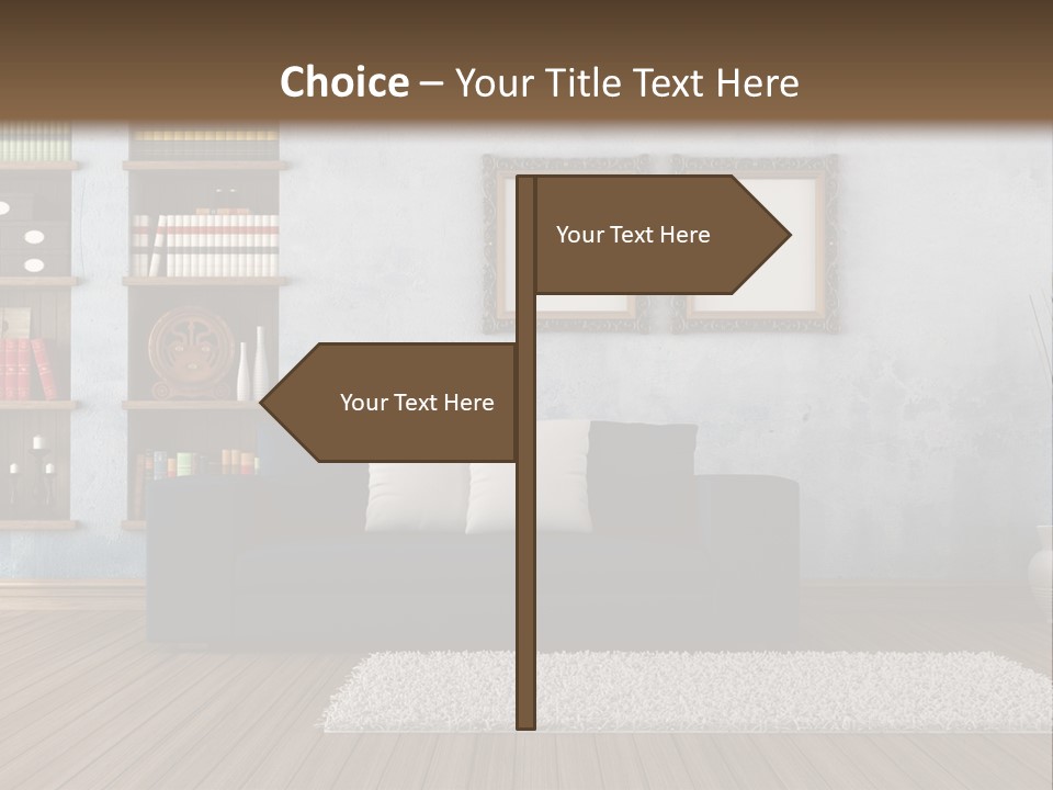 Hardwood Horizontal Bookshelves PowerPoint Template