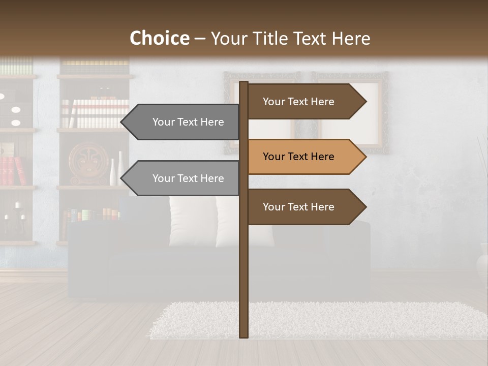 Hardwood Horizontal Bookshelves PowerPoint Template