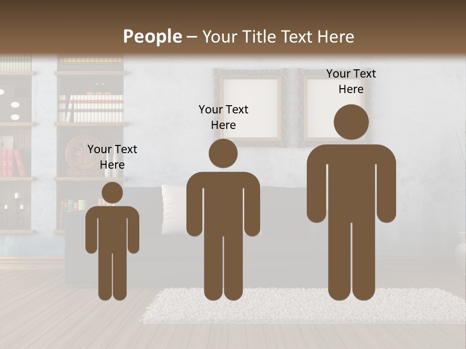 Hardwood Horizontal Bookshelves PowerPoint Template