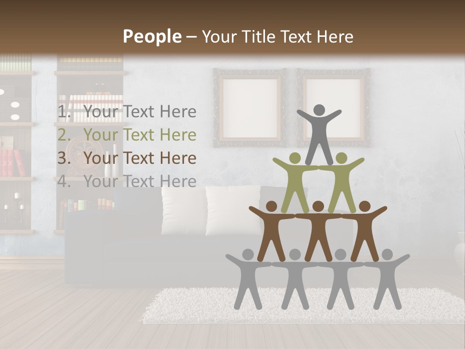 Hardwood Horizontal Bookshelves PowerPoint Template