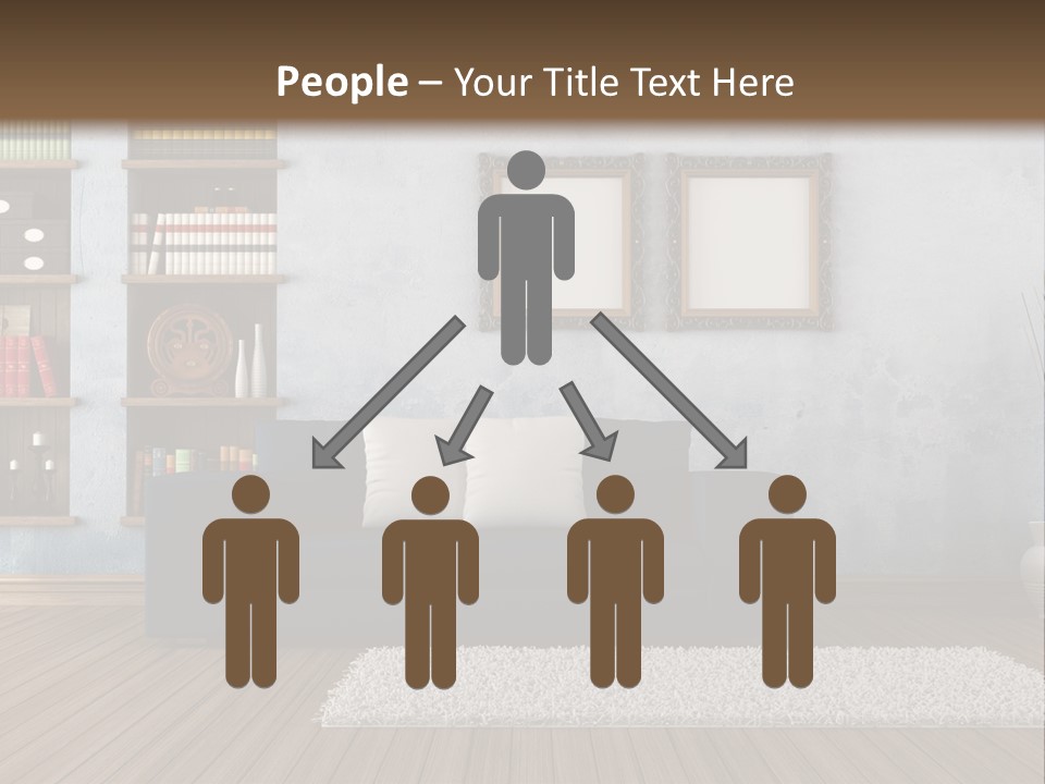 Hardwood Horizontal Bookshelves PowerPoint Template