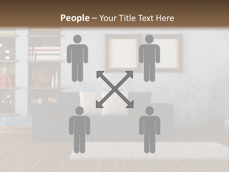 Hardwood Horizontal Bookshelves PowerPoint Template