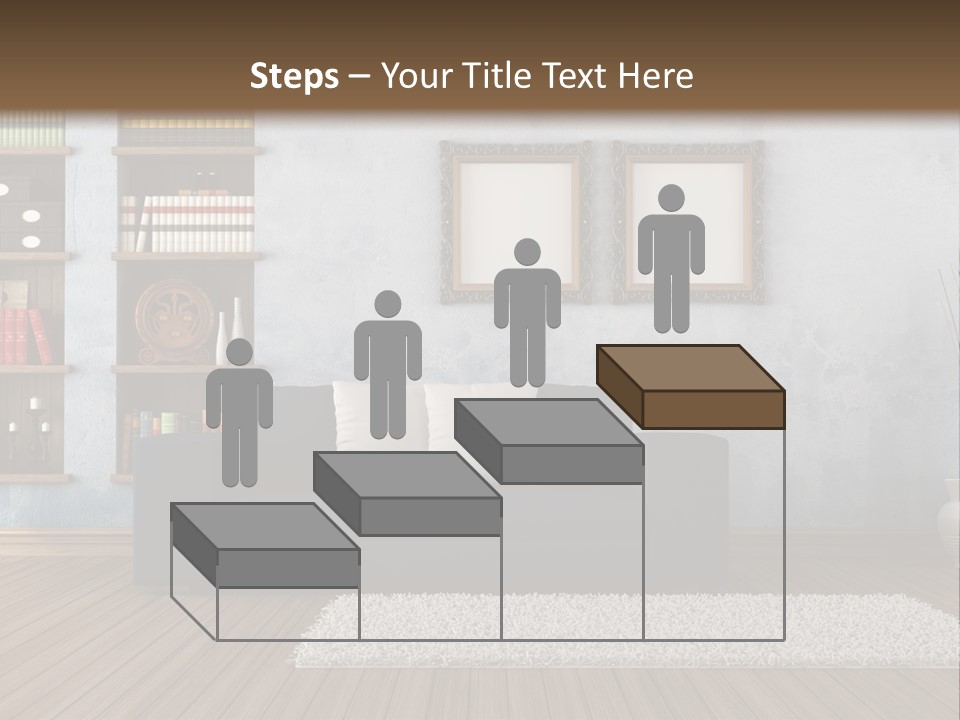 Hardwood Horizontal Bookshelves PowerPoint Template