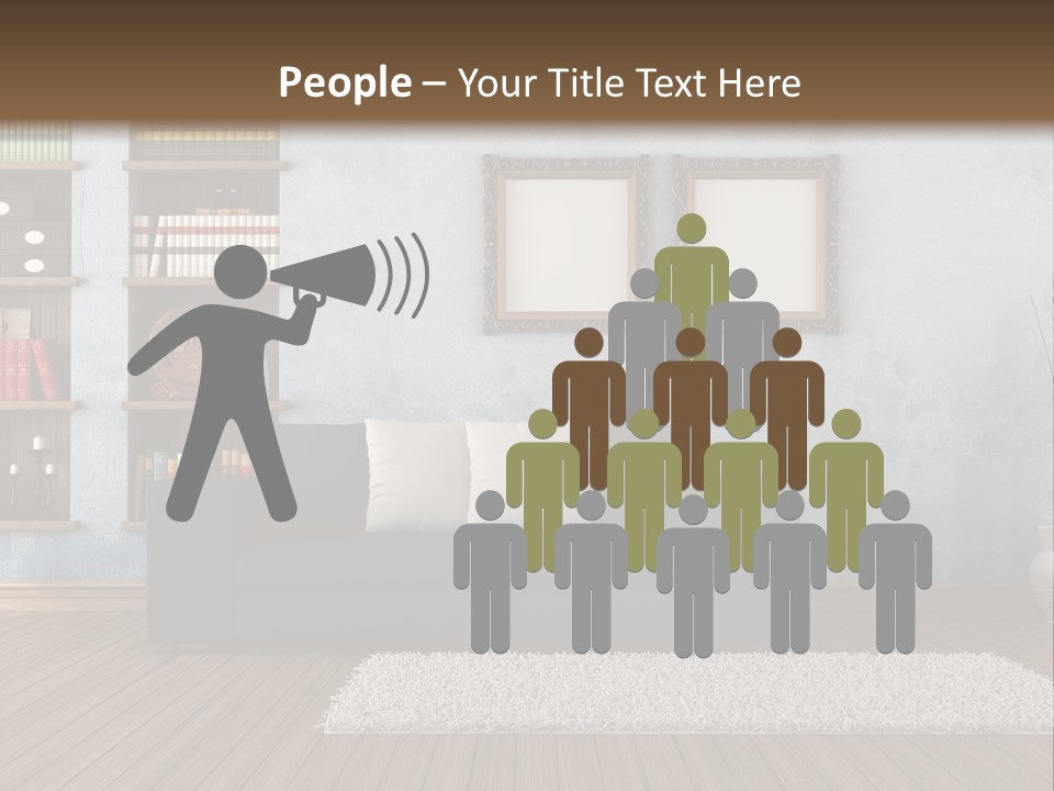 Hardwood Horizontal Bookshelves PowerPoint Template