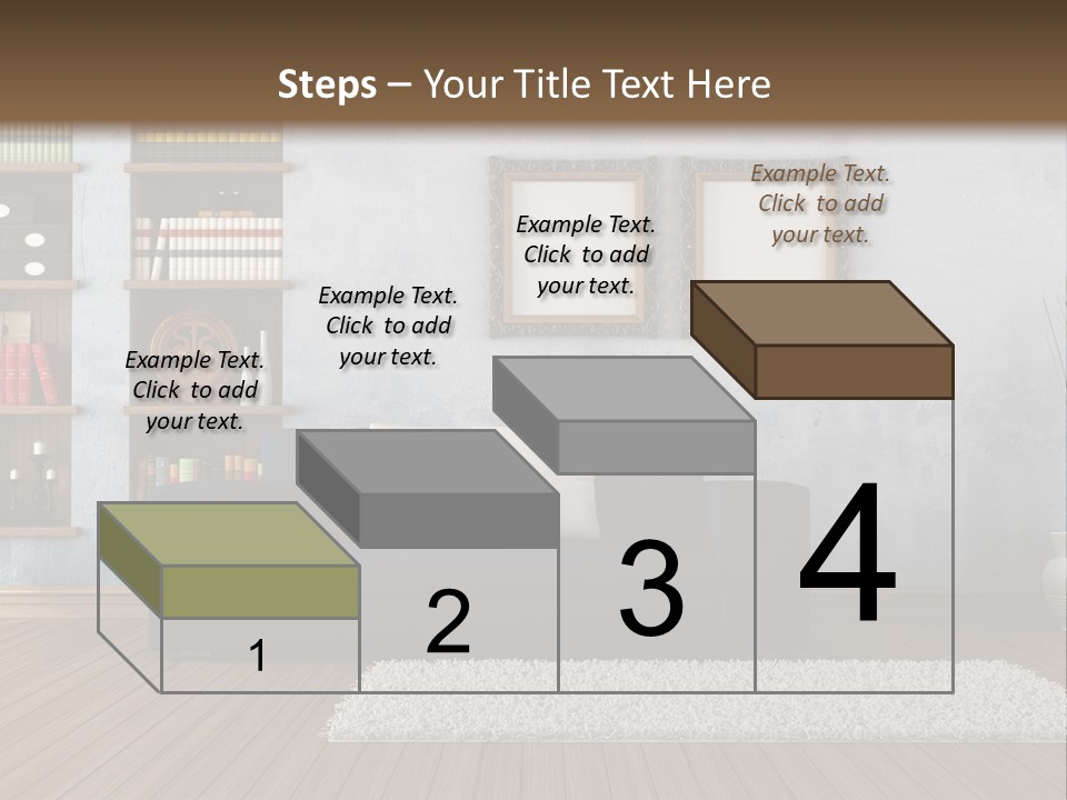 Hardwood Horizontal Bookshelves PowerPoint Template