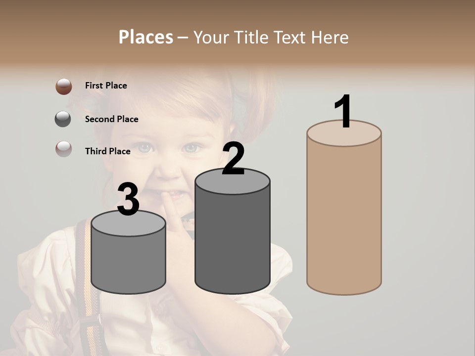 Beautiful Smiling Girl On A Green Background. PowerPoint Template