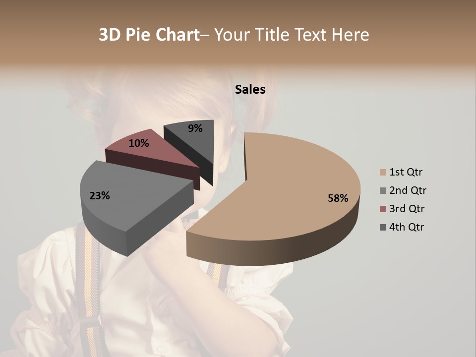 Beautiful Smiling Girl On A Green Background. PowerPoint Template