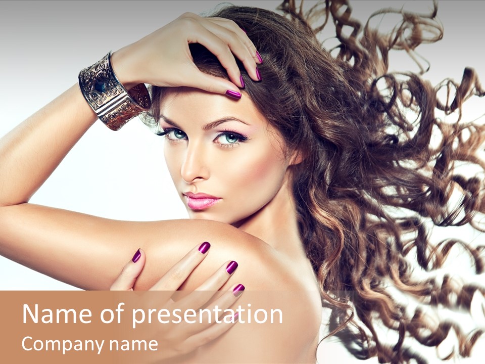 Long Hair Cosmetic Skincare PowerPoint Template