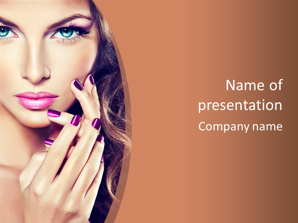 Wavy Hair Violet Manicure PowerPoint Template