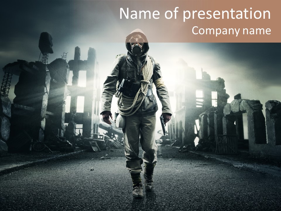 Water Bottle Buildings Earthquake PowerPoint Template