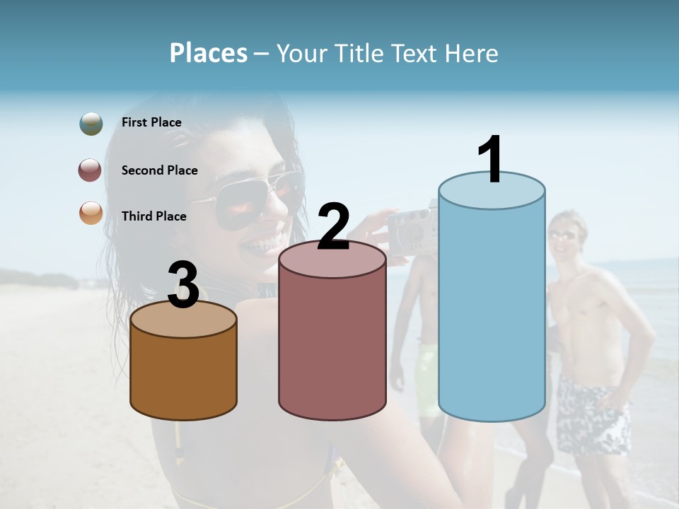 Group Beach Toothy Smile PowerPoint Template