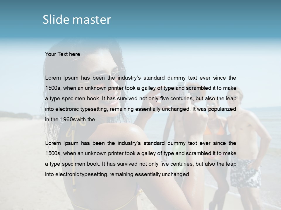 Group Beach Toothy Smile PowerPoint Template