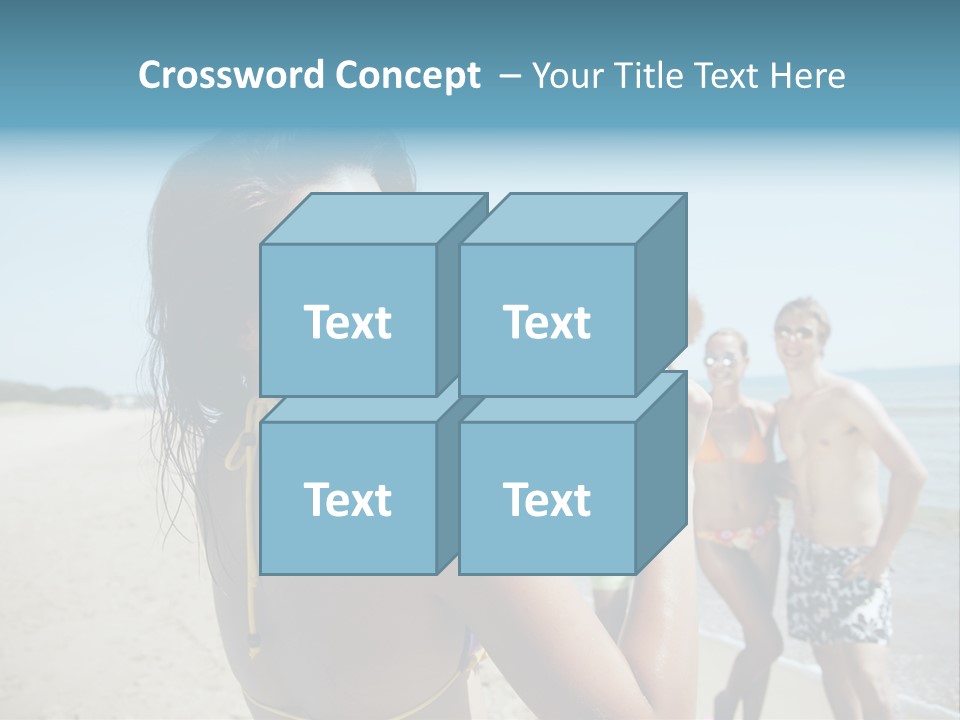 Group Beach Toothy Smile PowerPoint Template