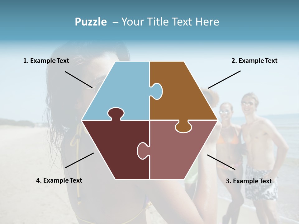 Group Beach Toothy Smile PowerPoint Template