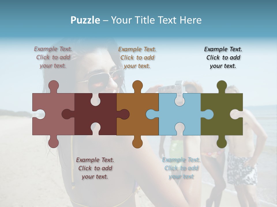 Group Beach Toothy Smile PowerPoint Template