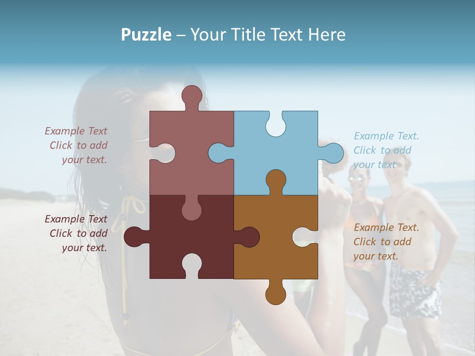 Group Beach Toothy Smile PowerPoint Template