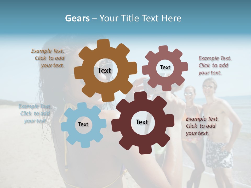 Group Beach Toothy Smile PowerPoint Template
